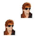 thumbnail image 3 of Shengyu Realistic Appearance Mens Wig For Punk Rock Disco Party Suitable For Various Occasions Wig Cover Red Brown 2Set, 3 of 6