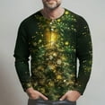 thumbnail image 6 of Wutalume Men's Loose Fit Button-Down Collar Shirt, Long Sleeve Casual Top with Christmas Print, Relaxed Henley Style for Holiday and Everyday Wear,Dark Green L, 6 of 8
