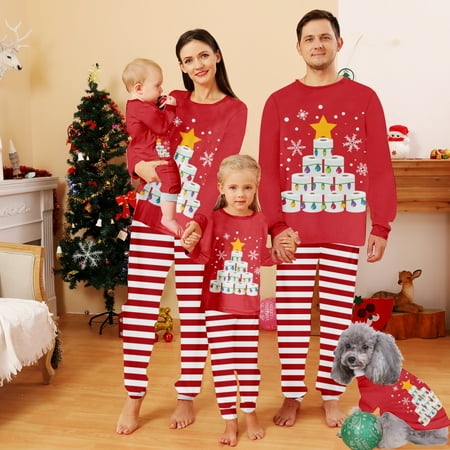 

Kaket Christmas Matching Family Pyjamas Plus Size Holiday Classic Elk Reindeer Print Pajamas Long Sleeve Jammies for Adults Kids Couples Xmas Loungewear Pjs/Women-S