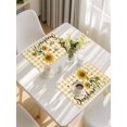 thumbnail image 5 of Sunflower Placemats Set of 6, Yellow Plaid Lattice You Are My Sunshine Placemats for Dining Table, Place Mats for Kitchen Tabletop, Waterproof Wipeable Dining Table Mats Set, 5 of 9