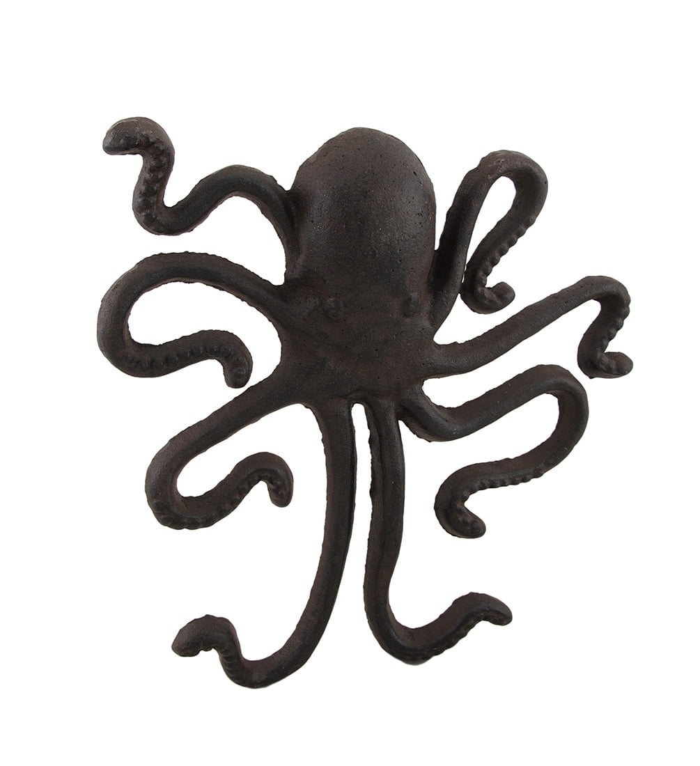 Rustic Finish Cast Iron Octopus Decorative Wall Hook