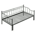 thumbnail image 3 of Twin Size Quality Steel Frame Daybed with Twin Size Adjustable Trundle, Portable Folding Trundle Heavy-Duty Steel Daybed with Pop Up Trundle Bed, No Box Spring Needed(Black), 3 of 8