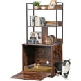 thumbnail image 2 of LINJH Cat Litter Box Enclosure with 2 Storage Shelves Litter Box Furniture Hidden with Barn Door, Indoor Wooden Cat House, Rustic Brown, 2 of 8