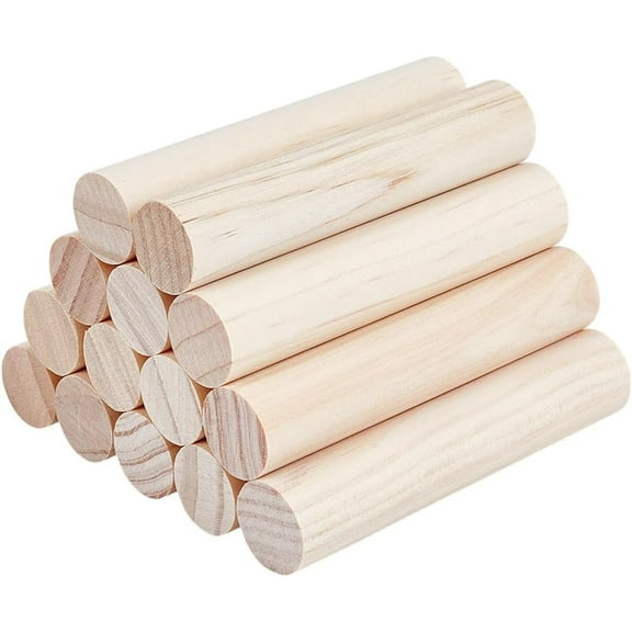 14pcs Wood Round Stick Craft Supplies Antique White 100x20mm