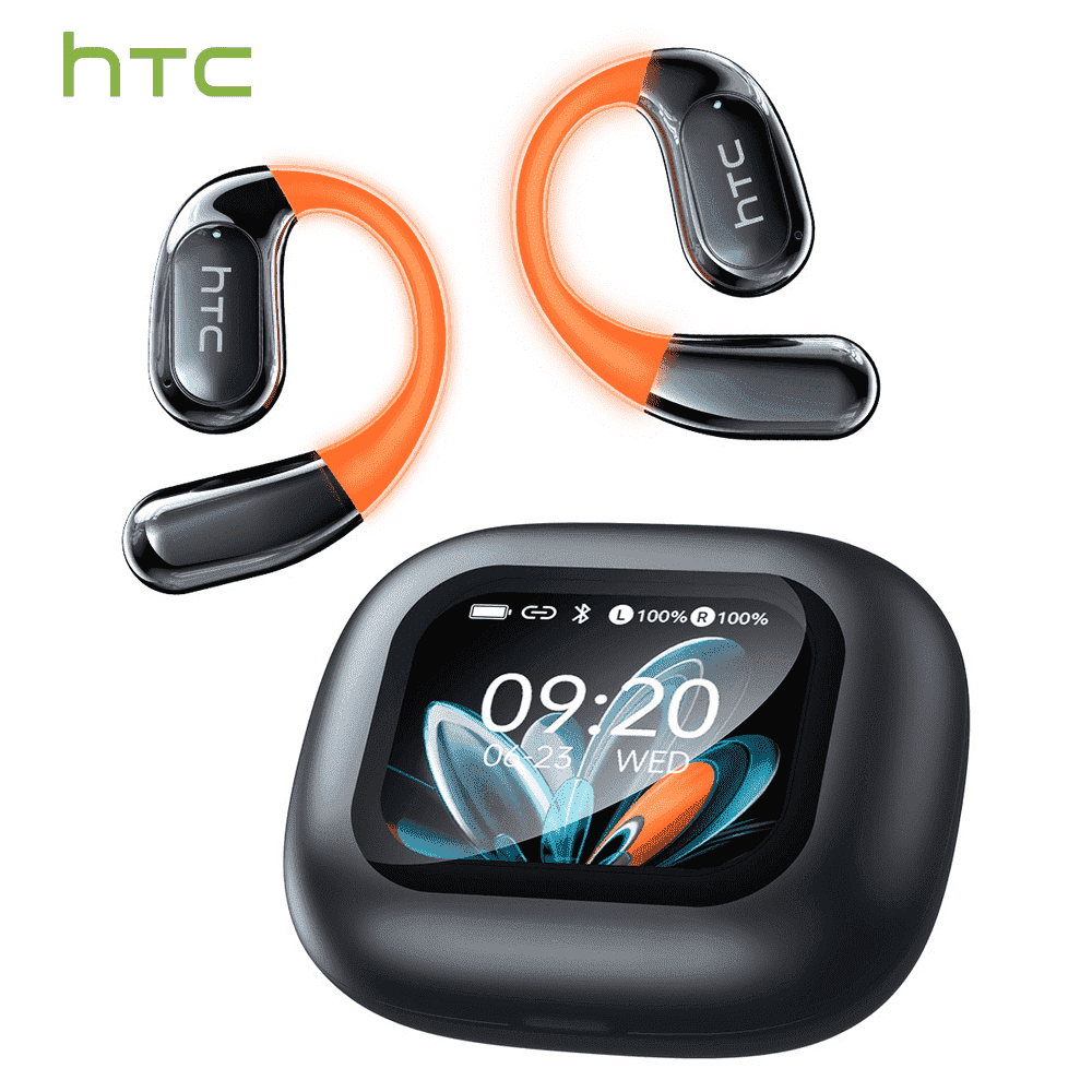 HTC NE27 Wireless Earbuds, AI Translate Earbuds Bluetooth 5.4 Headphones, Translator Earbuds with Mic Smart Screen,50H IP6 Waterproof Sport Headset