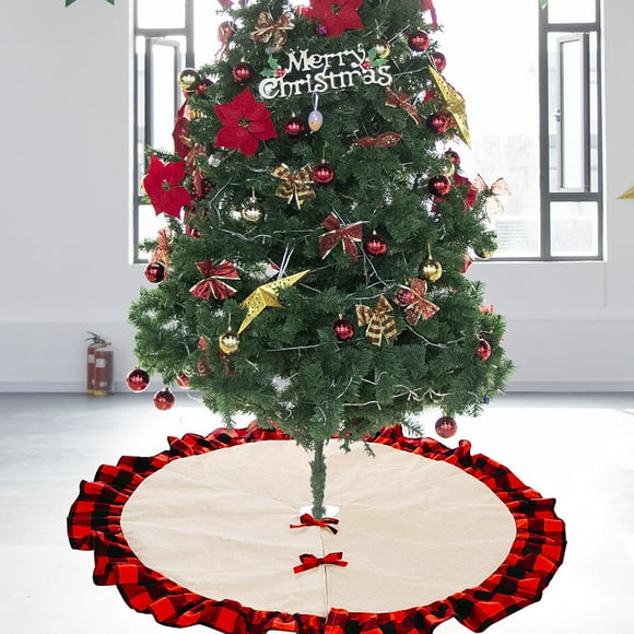 Bigersell Christmas Tree Skirts Linen Christmas Tree Skirts Snowflake Tree Skirt Decorations 98cm Christmas Tree Decorations Multicolor 47 Inch