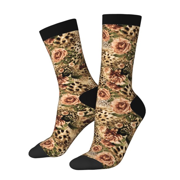 Balery Animal Leopard Calcetas Largas con Estampado para Hombre y Mujer – Suaves y Transpirables, Talla Única (US 5-11)