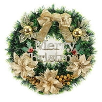 Hvmvliv 19.69in Large Flower Christmas Wreath for Front Door Artificial Xmas Wreath with Bow Wall Hanging Wreath Outdoor Christmas Decoration Gold