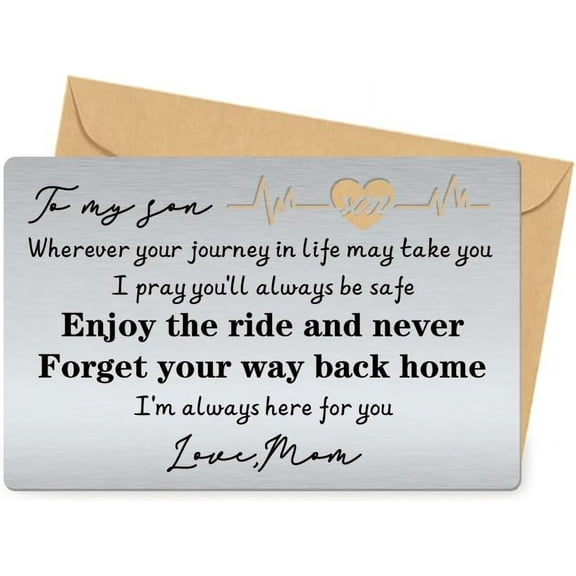 Engraved Wallet Card Insert To My Son Wallet Inserts Steel Cards Son Wedding Gifts from Mom Birthday Chrildren's Day Thanksgiving Christmas Gifts Card