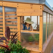 Backyard Discovery Zalie 11 x 7 Cedar Wood and Polycarbonate Greenhouse Kit, PowerPort