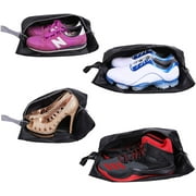Yamiu Travel Shoe Bags Set Of 4 Waterproof Nylon with Zipper for Men & Women (Black)
