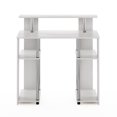 thumbnail image 6 of Furinno Jaya 35.3 Inch White Computer Desk with Raised Hutch and Open Shelf, Gaming Desk, Office Desk for Home Office, Bedroom, White Wood/Stainless Steel, 6 of 6