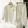 thumbnail image 2 of Fesfesfes Childrens Cute Bear Print Round Neck Long Sleeve Top and Elastic Waist Ankle Pants Set Soft Comfortable Kids Playwear Outfit for Boys Girls(Green#1,11-12 Years), 2 of 7