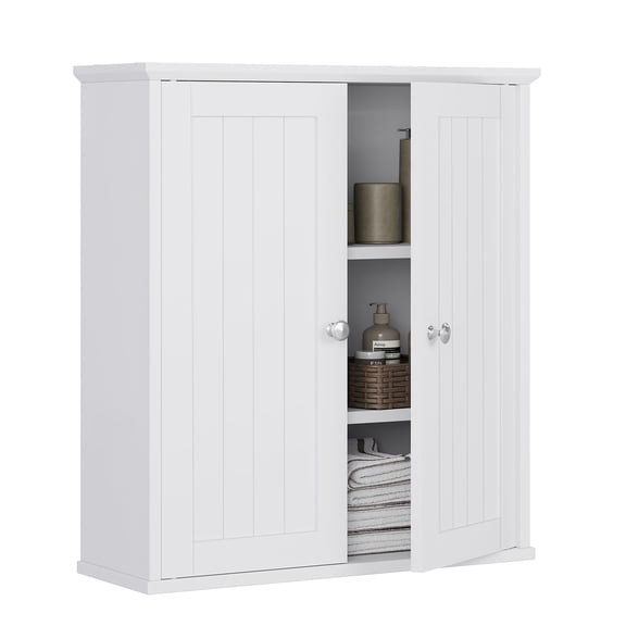 Bathroom Wall Cabinet, Bathroom Cabinet Wall Mount, Over the Toilet Space Saver Storage Cabinets, White Medicine Cabinets with 2 Doors