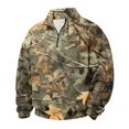 thumbnail image 6 of Havenx Mens Flannel Quarter Zip Up Pullover Long Sleeve Collared Pullover Sweater Mock Neck Camouflage Print Sweat Shirt Casual Soft Outdoor Active 2026 Fall Winter Sweater Tops,Yellow XL, 6 of 7