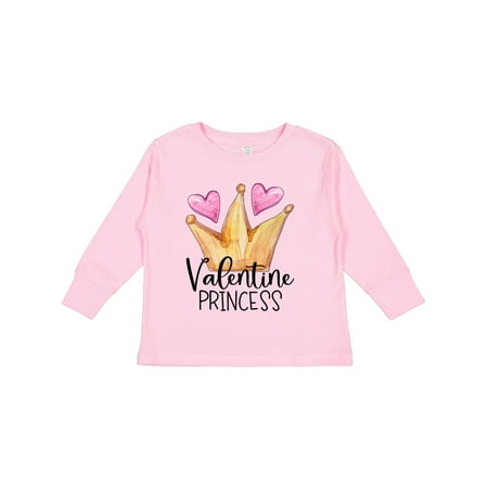 

Inktastic Valentine Princess with Crown and Hearts Gift Toddler Toddler Girl Long Sleeve T-Shirt