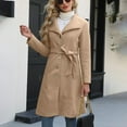 thumbnail image 6 of ClodeEU Women Single Breasted A Lined Winter Coat, Mid Long Wool Coat,Fashion Outerwear Trench Coat Khaki,Womens Plus L, 6 of 8