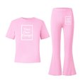 thumbnail image 5 of ATOGUTA Girls' Clothes Size 5T-15 Short Sleeve Shirt and Flare Pants Set Perfect for Casual School Outings Holidays Pink, 5 of 7