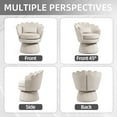 thumbnail image 3 of Newnno 360° Swivel Accent Chairs, Mid-Century Modern Velvet Barrel Chair, Comfy Shell Shape Arm Chair with Lumbar Pillow for Living Room, Bedroom, Office, Beige, 3 of 9