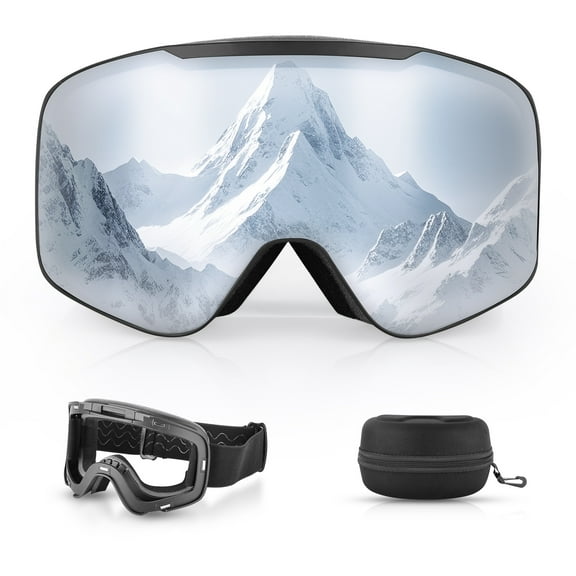 Ski Goggles With Magnetic Flip-Up Design, Double-Layer Anti-Fog Lenses, UV Protection, Adjustable Head Strap, Unisex Design, Suitable For Adult Winter Outdoor Sports