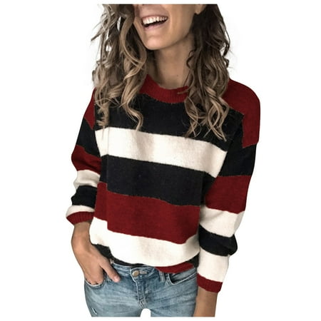 on Sale! HIMIWAY Stay Cozy and Chic with Our Trendy Women s Sweater a Musthave for Every Fashionista! Fashion-Forward Women s Pullover Red XL