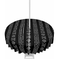 Outdoor Tablecloth with Umbrella Hole and Zipper Black Boho Round Outdoor Tablecloths 60 Inch Table Cloths Bohemian Style Stripe Patio Table Cloth Cover for Outdoor Tables Picnic Garden