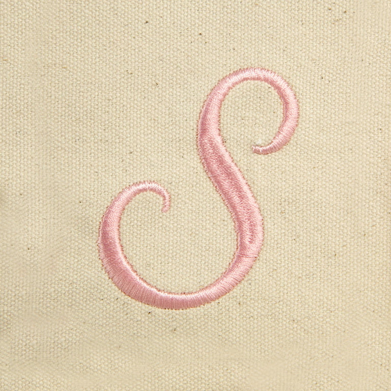 Dalix Women's Cotton Canvas Tote Bag Large Shoulder Bags Pink Monogram A - Z