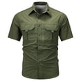 thumbnail image 2 of Ynynloco Men's Short Sleeve Work Casual Shirt, Utility Tactical Cargo Shirts for Fishing Outdoor Hiking Safari with Pockets, 2 of 9