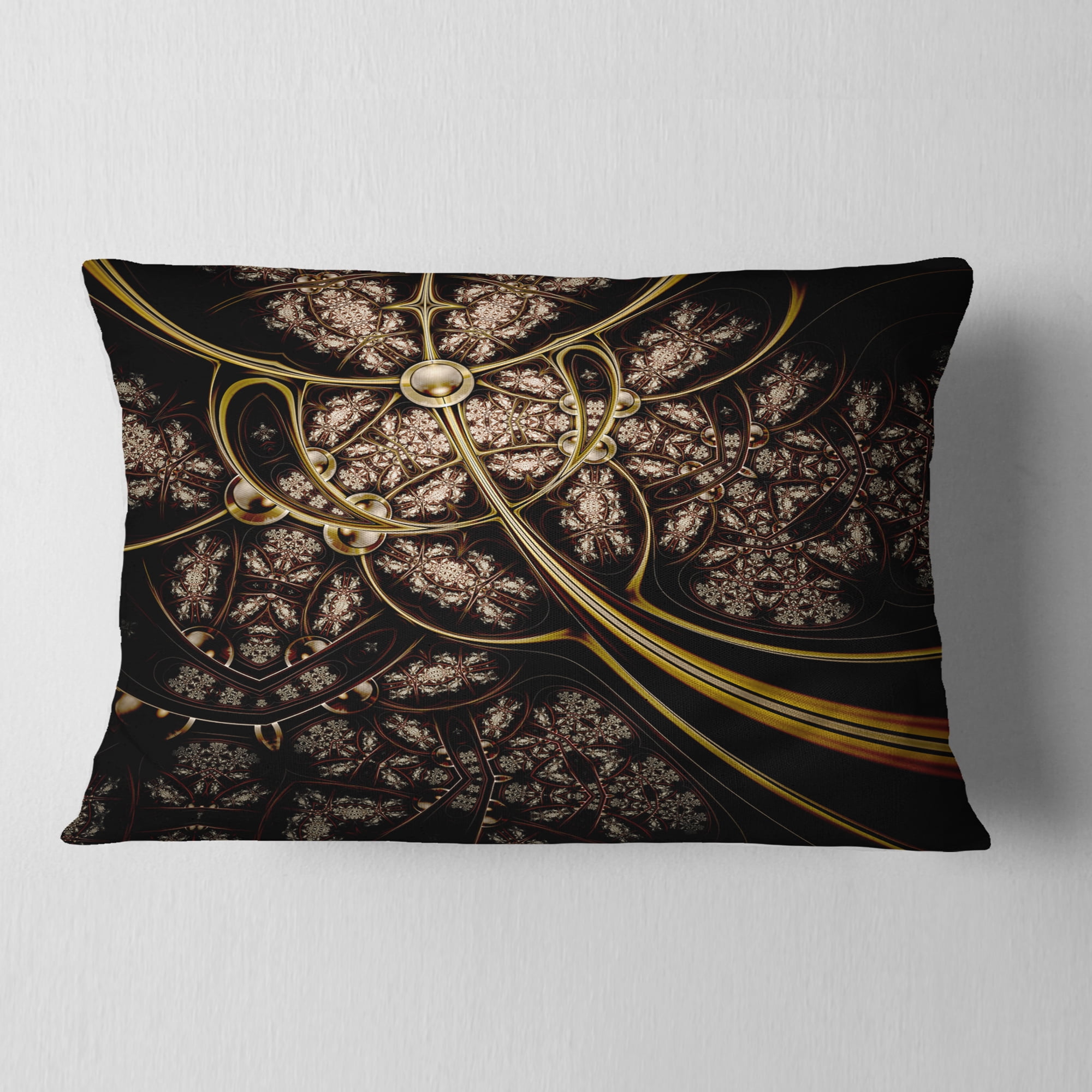 Designart Symmetrical Metallic Fabric - Abstract Throw Pillow - 12x20