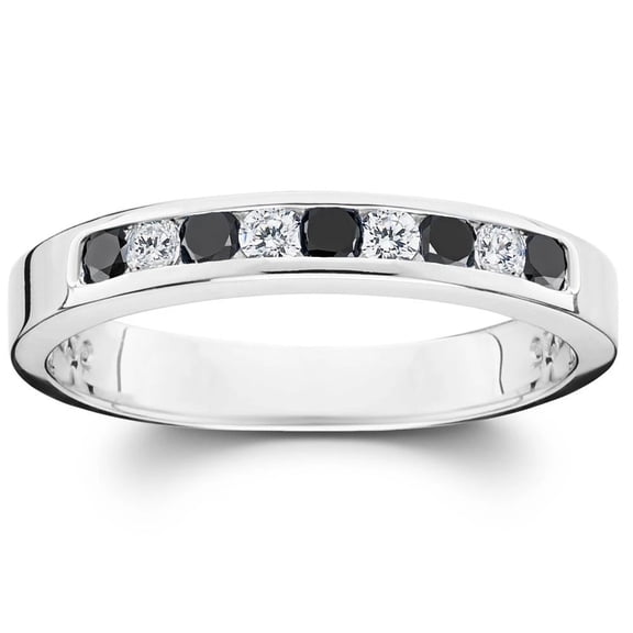 Pompeii 1/3ct Black & White Diamond Channel Set White Gold Ring (G/H,I2)