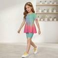 thumbnail image 4 of Grblisyd 1-13Y Tween Girl Clothes 2 Piece Short Sleeve Gradient Ruffle Hem Top and Biker Shorts Teen Girl Summer Outfits Short Set, 4 of 6
