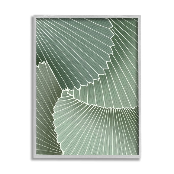Modern Abstract Patterned Leaves Botanical & Floral Graphic Art Gray Framed Art Print Wall Art