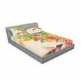 thumbnail image 3 of Hummingbird Bedding Set with Sheet & Covers, Image of Colibri Bird and Flowers Exotic Tree Bloom in Watercolor Effect, Printed Bedroom Decor 2 Shams, 4 Sizes, Green Red Beige, by Ambesonne, 3 of 3