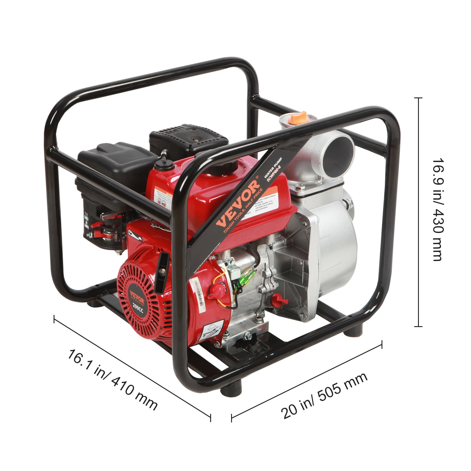 VEVOR 3" 7HP 4-Stroke Gasoline Engine Water Pump Gas Powered Water Transfer Pump