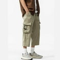 thumbnail image 4 of DeHolifer Men's Cargo Shorts Stretch Plus Size Casual Elastic Waisted Solid Color Drawstring Shorts with Multi Pockets Khaki M, 4 of 4