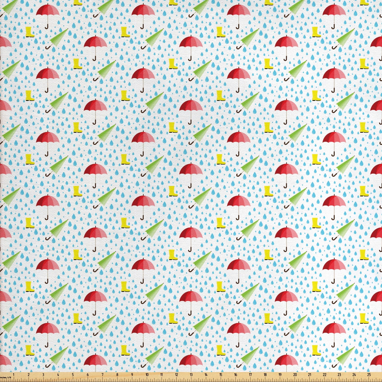 Rain Fabric by The Yard, Raindrops Rainy Weather Rhythmic Motifs