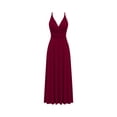 thumbnail image 4 of Lopecy-Sta Maxi Dress for Women Burgundy Backless, Spaghetti Strap Twist Tie Waist Flowy Long Sundress, Summer Beach Vacation Dress with Pockets, Elegant Formal Evening Gown for Wedding Guest, 4 of 9