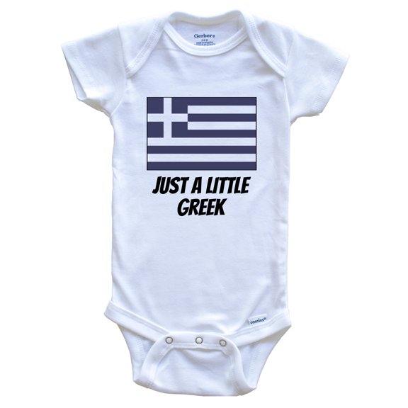 Just A Little Greek Cute Greece Flag Baby Bodysuit, 0-3 Months White