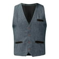 thumbnail image 3 of Bcfgryg Men's Solid Color Buttoned Suit Vest Herringbone Pattern Fashion Casual Vest Pocket V Neck Trendy Western Vest Jacket Men's Vest, 3 of 3