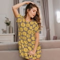 thumbnail image 3 of Wukai Sunflower Print Women's Loose Short Sleeve Nightgown, Soft Sleep Dress for Comfortable Relaxation, Casual Lounge Wear, 3 of 6