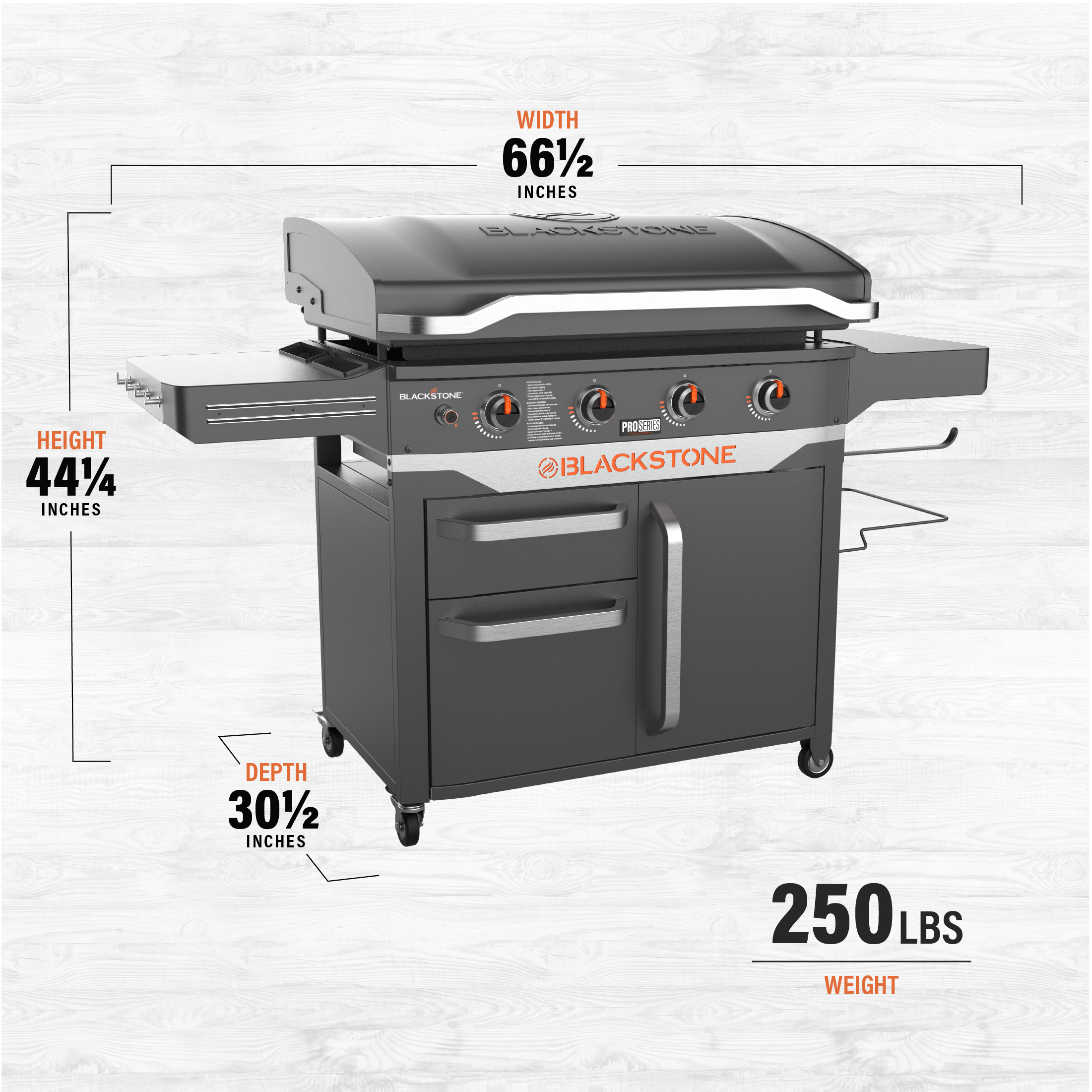 Blackstone ProSeries 4 Burner Steel 36" Propane Griddle with Cabinet