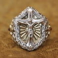 thumbnail image 2 of 925 Sterling Silver Jesus Christ Cross Brass Shield Ring TA462 US Size 10, 2 of 16
