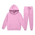 thumbnail image 6 of Gvtxlev Boys Tracksuits 2026 Long Sleeve Fleece Hoodies with Kangaroo Pocket Casual 2 Piece Jogger Set Solid Color Sizes 2-14 Years, 6 of 7