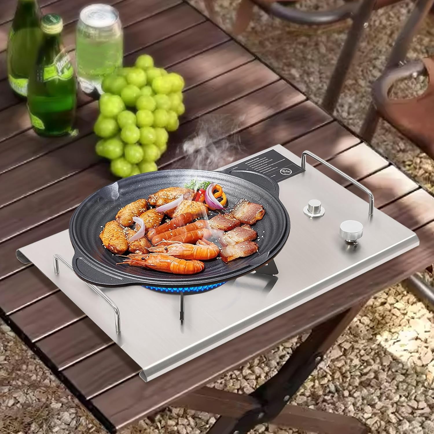 Portable Outdoor Gas Stove 13,648 BTU, Stainless Steel, Single-Burner Stove Camping Burner for Outdoor Cooking Turkey Fry, Crawfish Boil, Homebrewing, Sliver