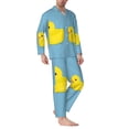 thumbnail image 2 of Fuzoiu Cute Ducky Print Men's Long-Sleeved Pajama,Lounge Button Down Nightwear,Mens Notch Collar Pajama Set -Medium, 2 of 7