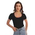 thumbnail image 5 of Women Casual Long Sleeve Slim Scoop Neck Fit T Shirts Basic Tee Tops Crew, 5 of 5