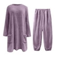 thumbnail image 4 of qinhaie Bluey Outfits for Womens Women's Fall Winter Pullover Long Sleeve Set Soft Double Fleece With Embossed Design Cozy Loungewear for Cold Nights Two-Piece Set Women Pajama Sets, 4 of 6