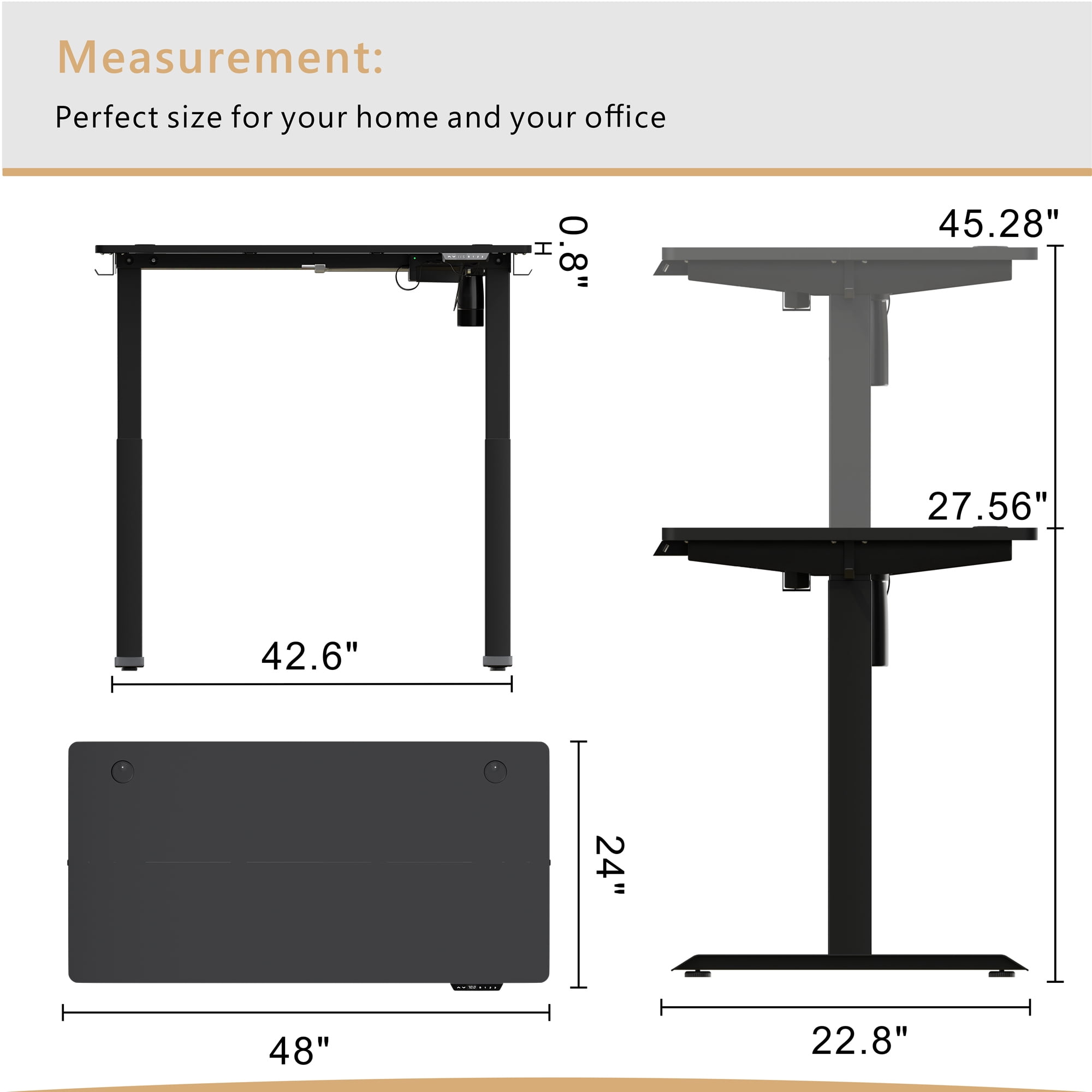 Sobaniilo 55'' x 24'' Electric Height Adjustable Standing Desk, Home Office Sit Stand Desk  Stand Up Computer Workstation, Black