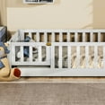 thumbnail image 4 of Miniyam Twin Size Toddler Floor Bed with Fence, White, 4 of 8