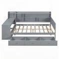 thumbnail image 2 of Full Size Wooden Bedframe with 3 Drawers, USB Ports and Desk, Gray (for Bedroom), 2 of 24